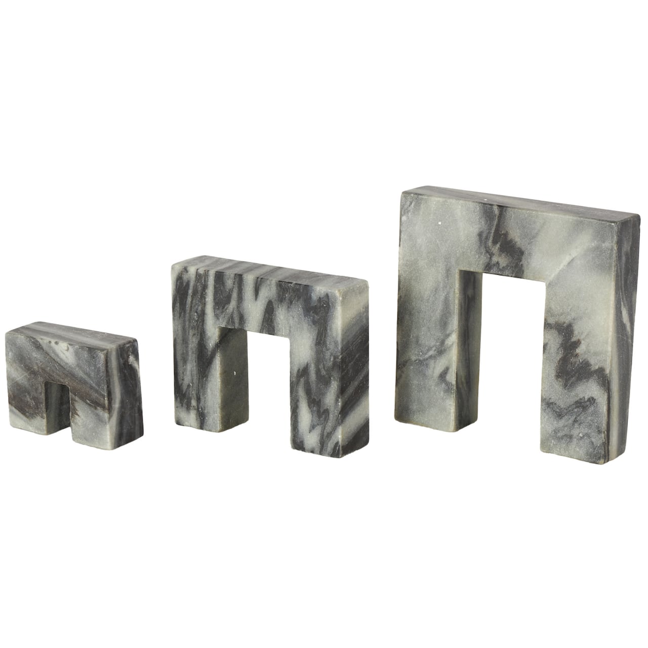 Black Marble Abstract Square Arch Decorative Sculpture Set
